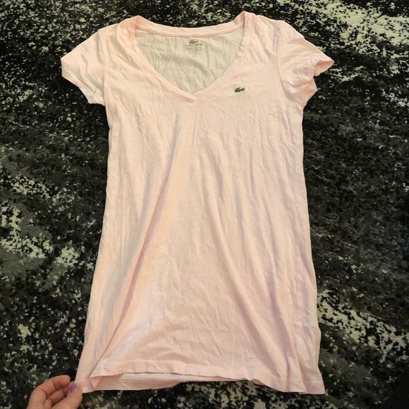 Lacoste Tops - Light pink Lacoste v neck tee